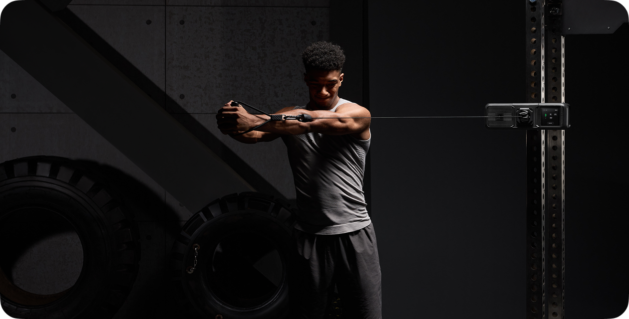 Athlete using Gym Nano dual cable setup
